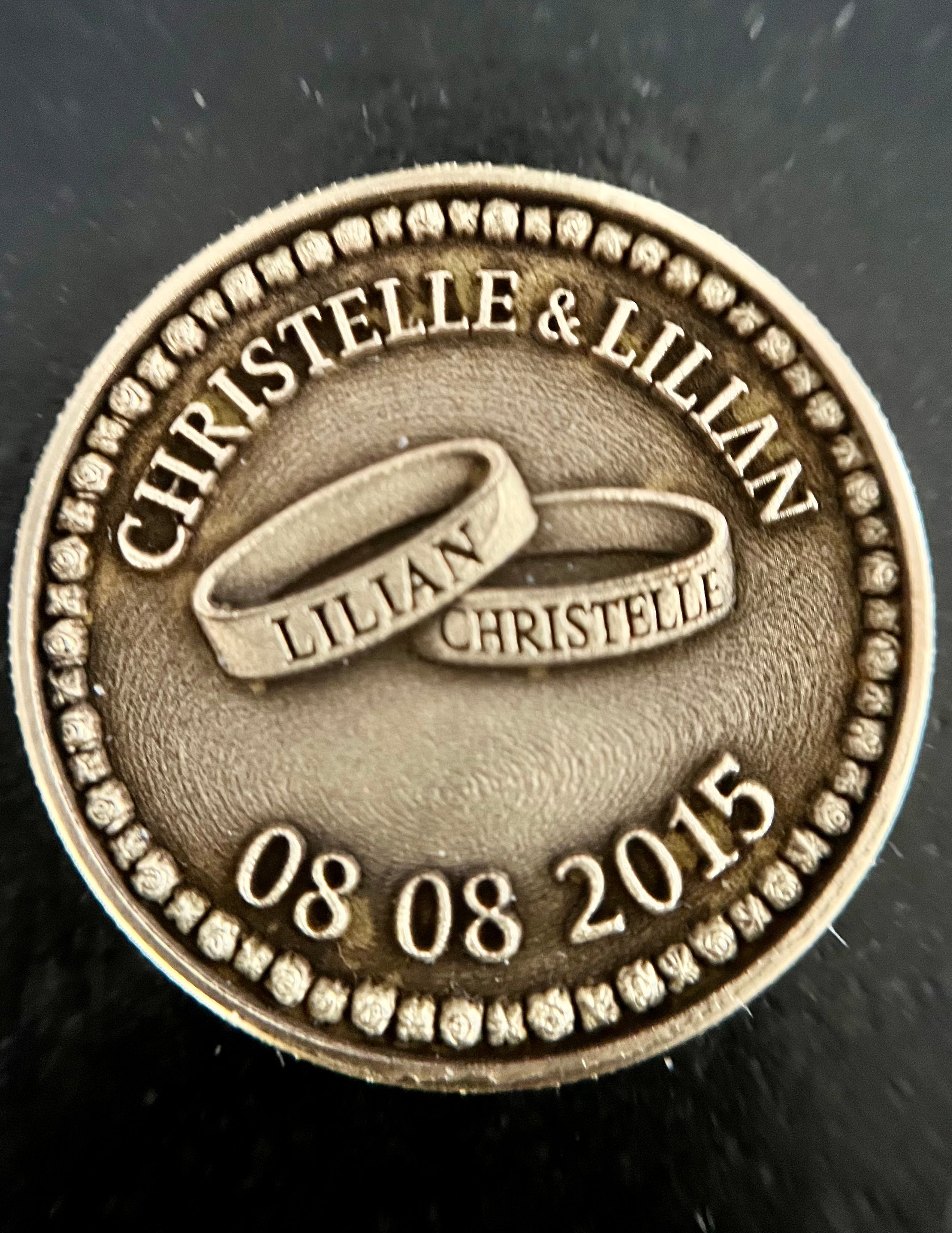 Pièce de laiton 40 mm personnalisée – gravure sur mesure (personnage de jeu, animal, évènements)