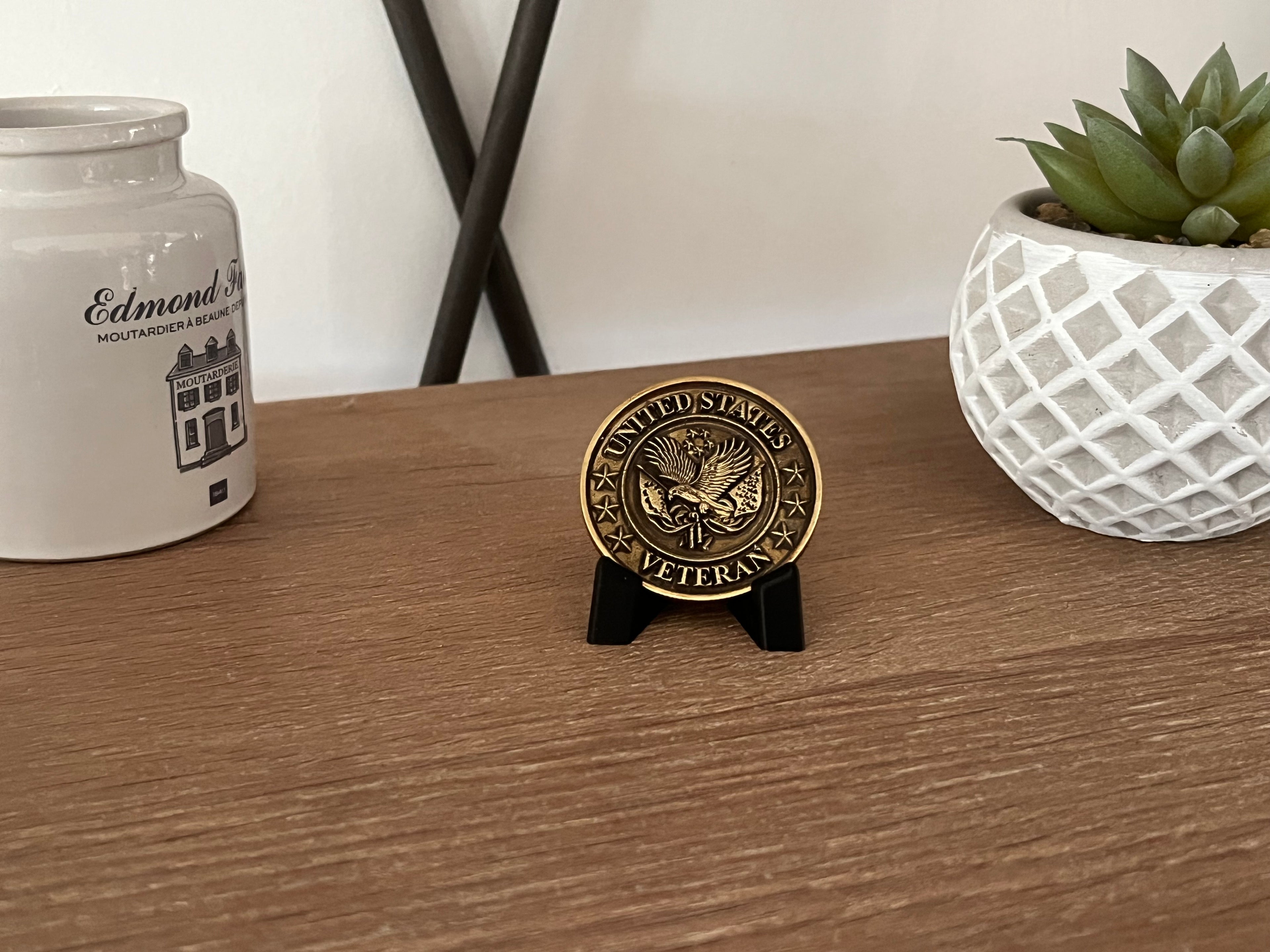 Pièce de laiton 40 mm gravée – Hommage au vétéran américain